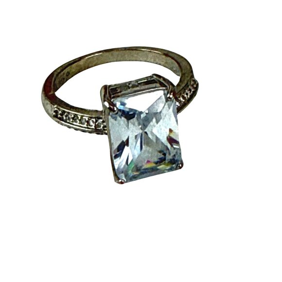 Sterling Silver 925 CZ Engagement Ring Style Size 10 Princess Cut Solitaire Spar - Picture 7 of 7